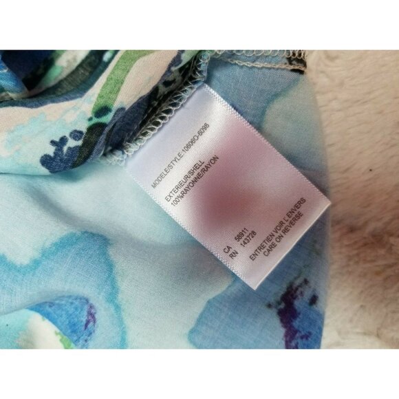 Tribal Women Abstract Print Button Down Tunic Top Shirt Size XS Blue 3/4 Sleeves - Picture 3 of 5